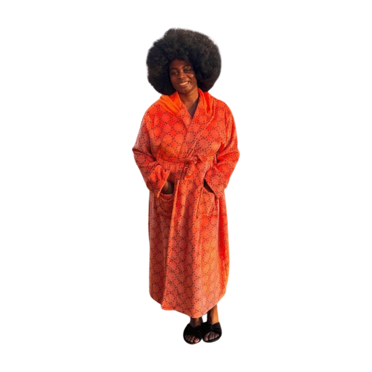 Mona African Print Fleece Robe with satin lined hood (Preorder)