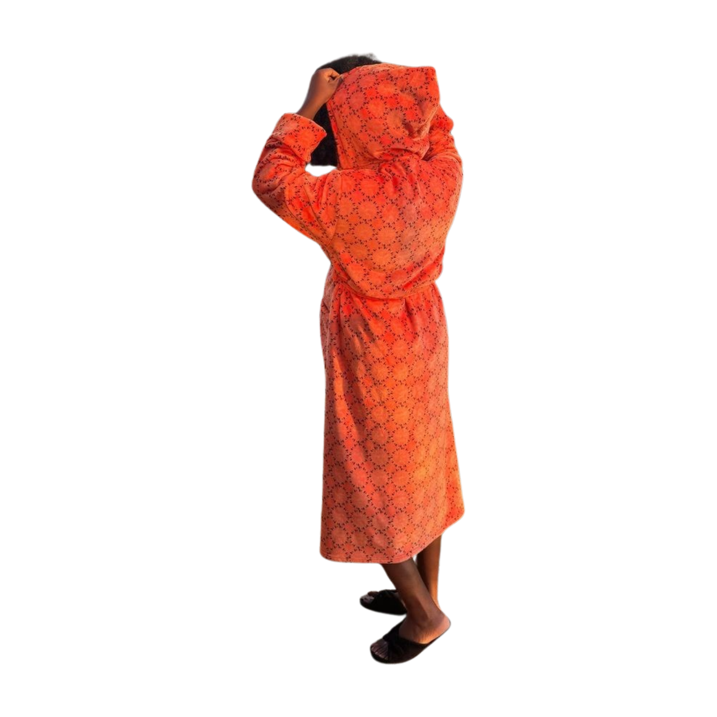 Mona African Print Fleece Robe with satin lined hood (Preorder)