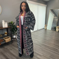 Chichi Unisex African Print Two tone Knit Cardigan with pockets - Black Print