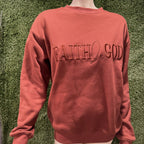Faith In God Embroidered Unisex Fleece lined crewneck Sweatshirt- Brown