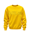 Faith In God Embroidered Unisex Fleece Lined Crewneck Sweatshirt- Yellow