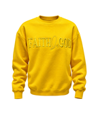 Faith In God Embroidered Unisex Fleece Lined Crewneck Sweatshirt- Yellow
