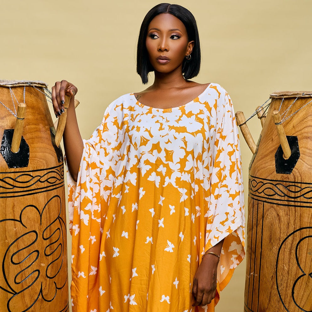 African colorful bubu worn by a woman