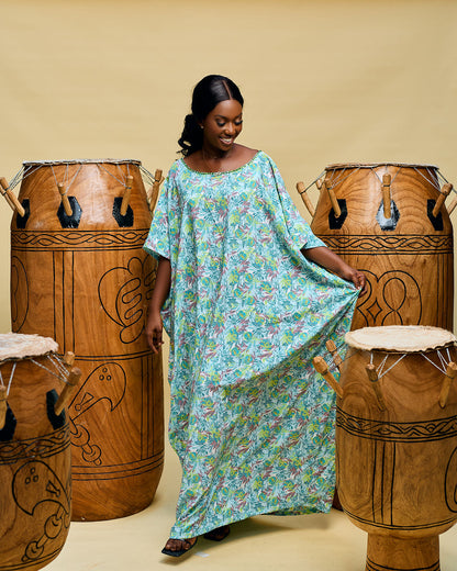 African colorful bubu worn by a woman