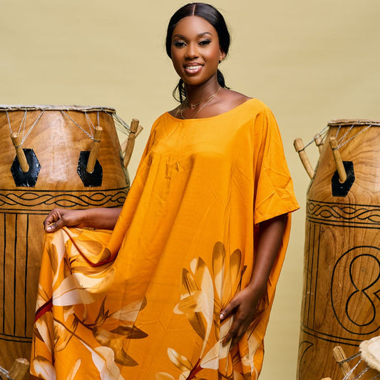 African colorful bubu worn by a woman