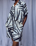 Agyapa Silk Loungewear Top and Shorts Set with pockets