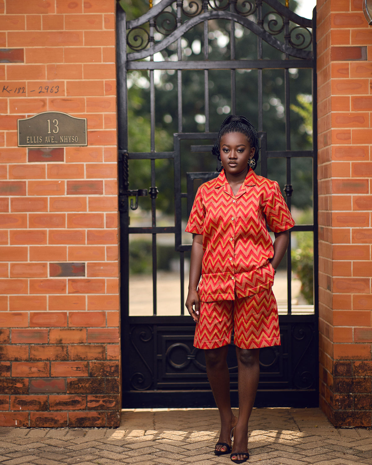 Ose Woven Silk shirt and shorts set