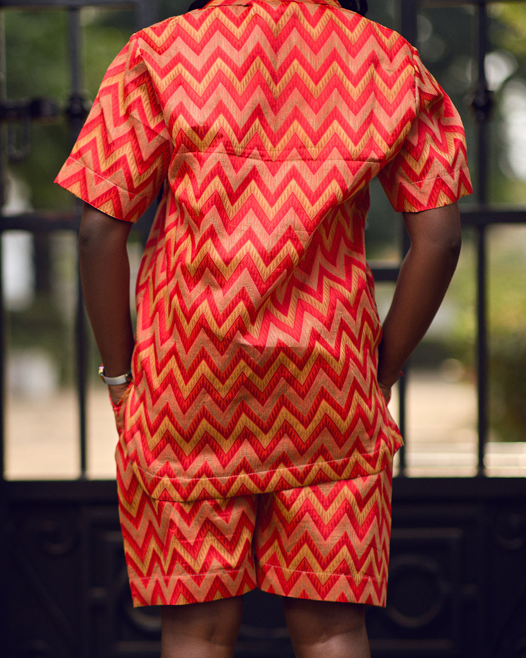 Ose Woven Silk shirt and shorts set