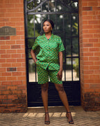 Ose Woven Silk shirt and shorts set