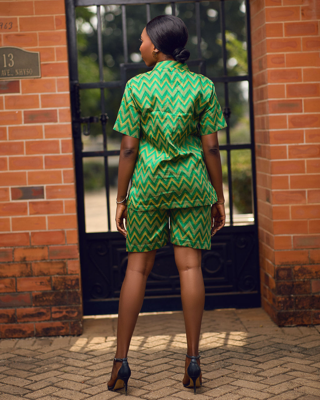 Ose Woven Silk shirt and shorts set