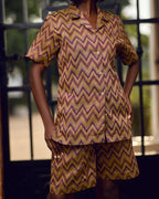Ose Woven Silk shirt and shorts set