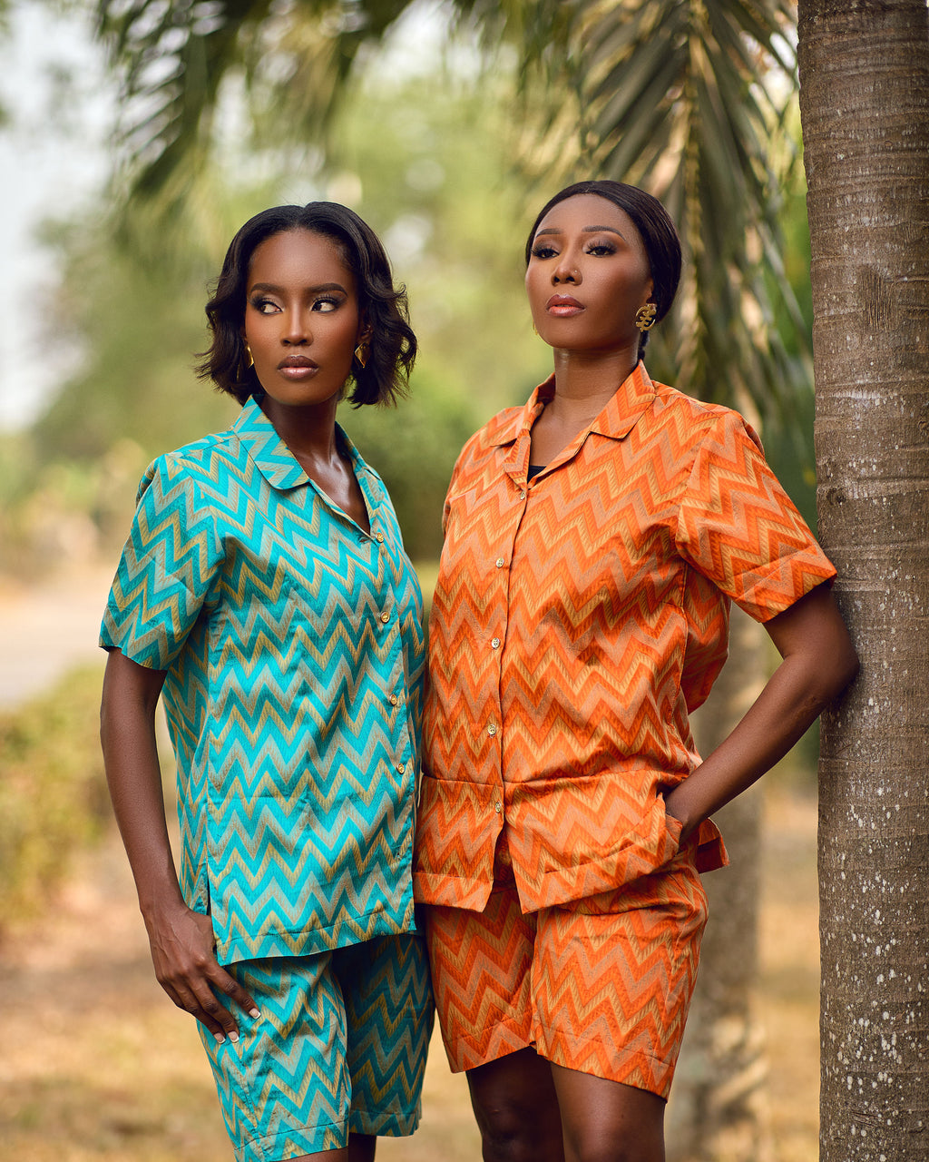 Ose Woven Silk shirt and shorts set
