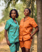 Ose Woven Silk shirt and shorts set