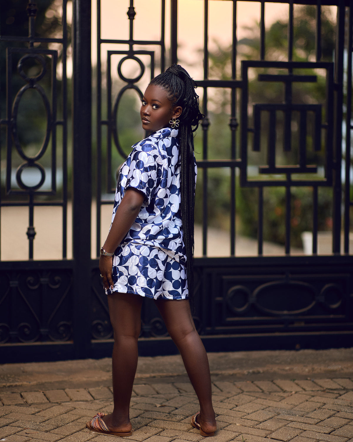 Gyaesaa Silk Top and Shorts Loungewear Set with pockets