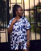 Gyaesaa Silk Top and Shorts Loungewear Set with pockets