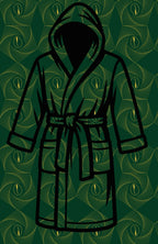 Mainee African Print Thick Fleece Bathrobe with satin lined hood with two pockets