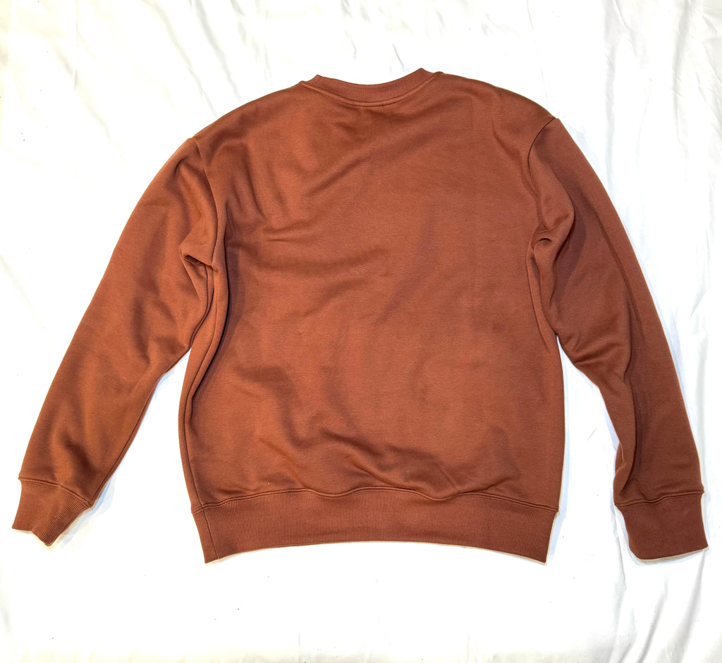 Faith In God Embroidered Unisex Fleece lined crewneck Sweatshirt- Brown