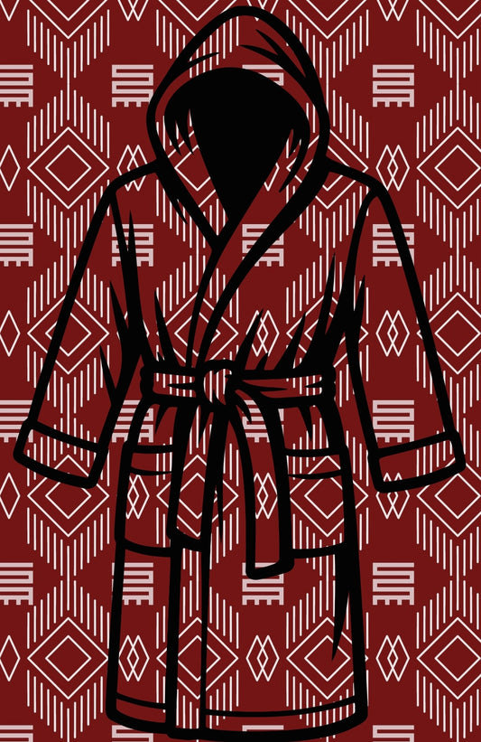 Mone African Print Fleece Robe with satin lined hood (Preorder)