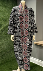 Chichi Unisex African Print Two tone Knit Cardigan with pockets - Black Print
