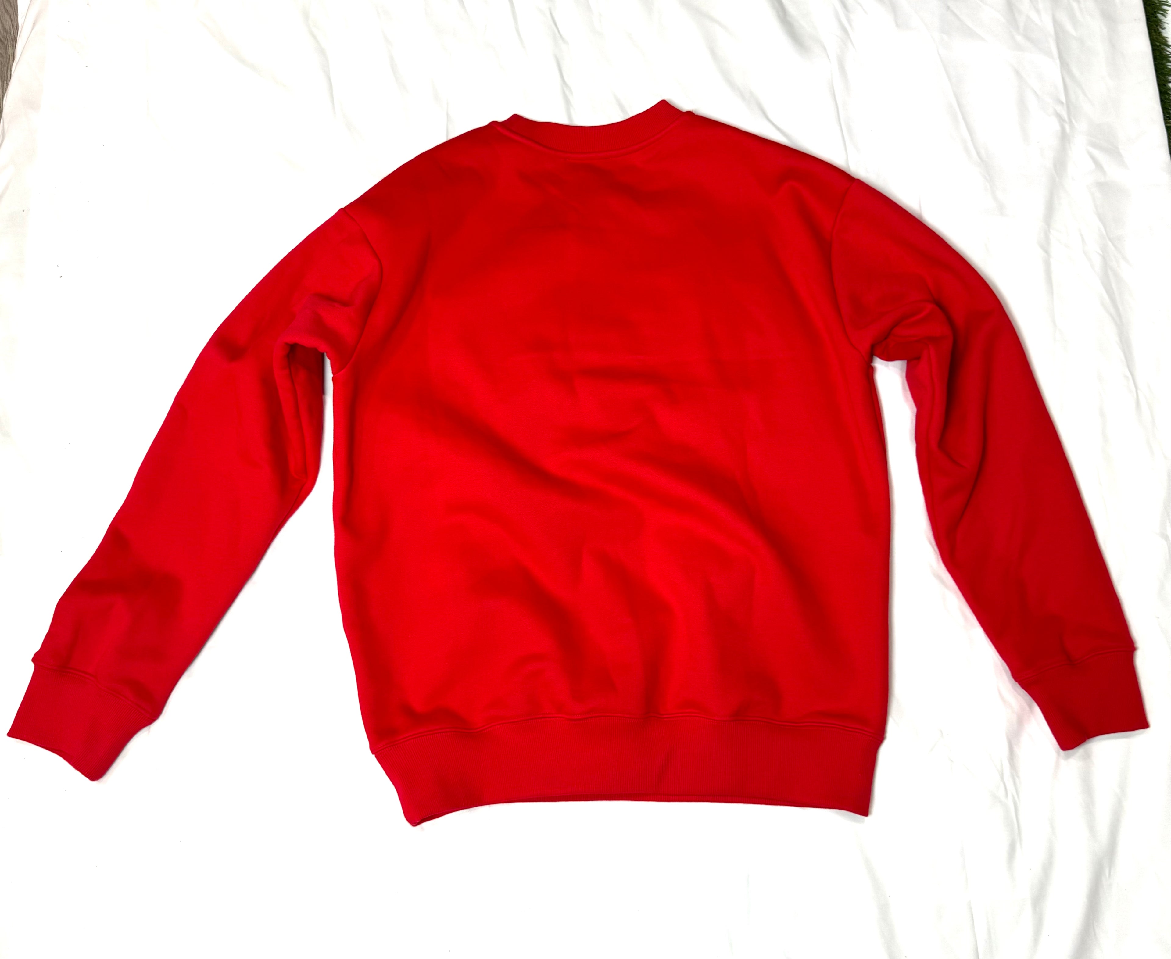 Faith In God Embroidered Unisex Fleece Lined crewneck Sweatshirt - Red