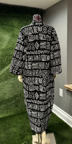 Chichi Unisex African Print Two tone Knit Cardigan with pockets - Black Print