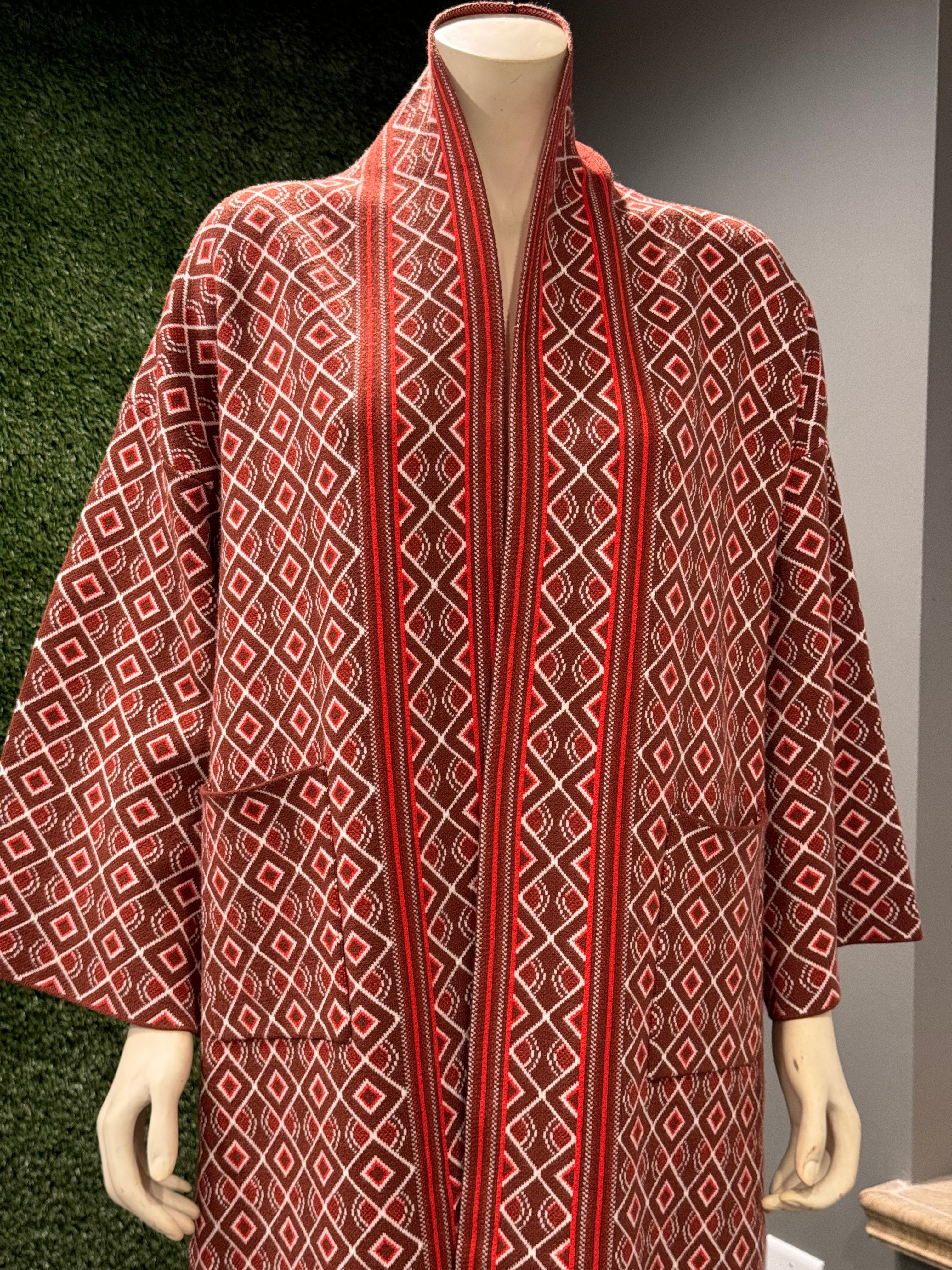 Chichi Unisex African Print Knit Cardigan with pockets - Brown Print