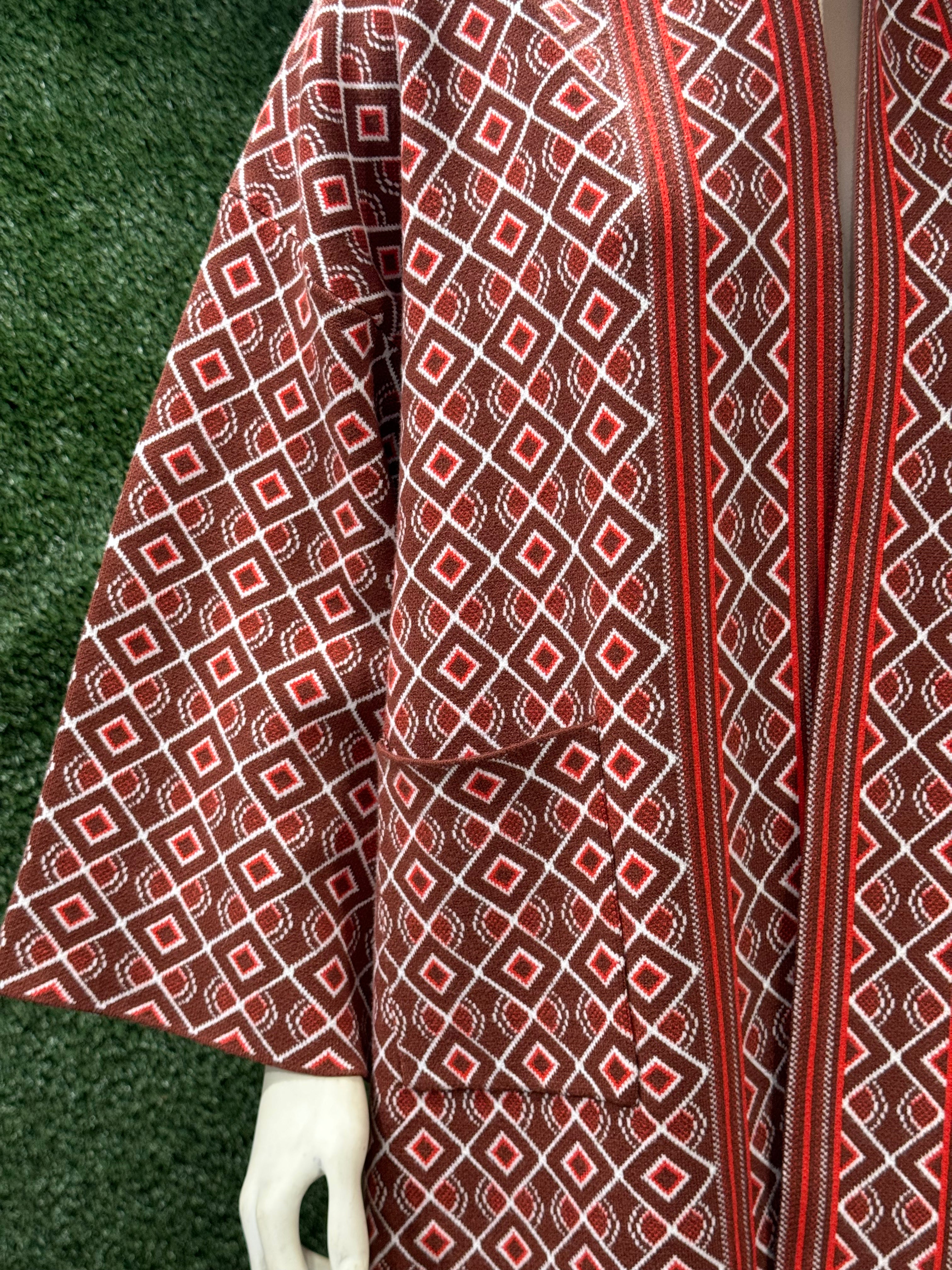 Chichi Unisex African Print Knit Cardigan with pockets - Brown Print