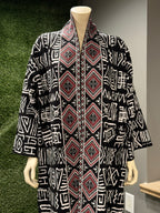 Chichi Unisex African Print Two tone Knit Cardigan with pockets - Black Print