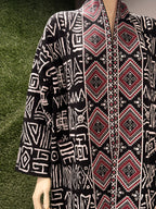 Chichi Unisex African Print Two tone Knit Cardigan with pockets - Black Print