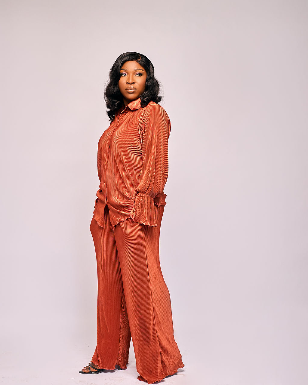 Adina Pleated Set - Rust Color