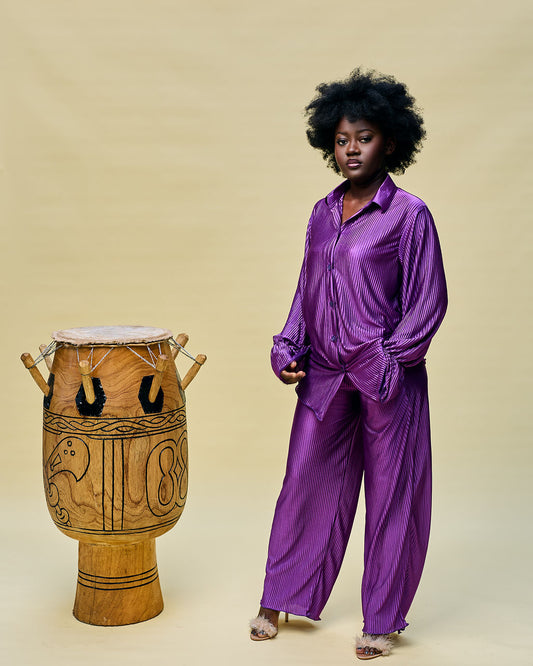 Adina Pleated Set - Purple Color