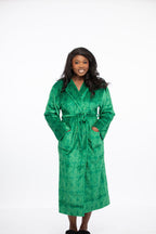 Mainee African Print Thick Fleece Bathrobe with satin lined hood with two pockets