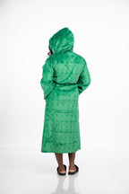 Mainee African Print Thick Fleece Bathrobe with satin lined hood with two pockets