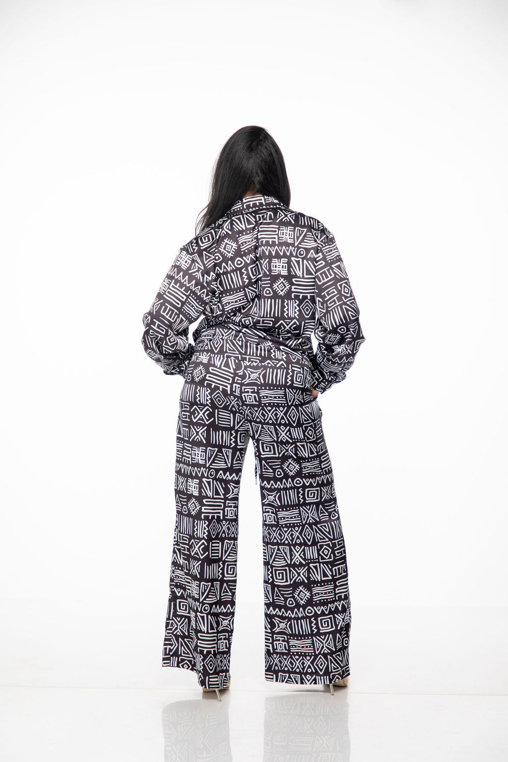 Monaco Satin African Print Shirt and Pants Set with pockets
