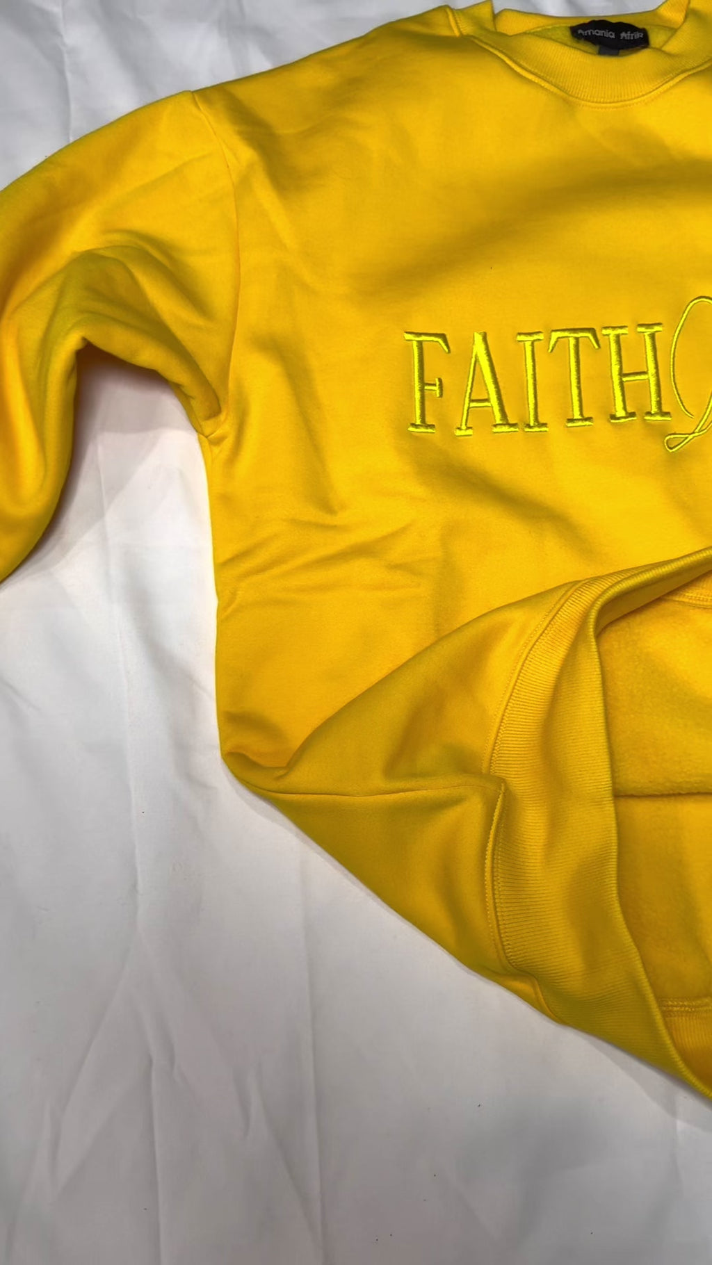 Faith In God Embroidered Unisex Fleece Lined Crewneck Sweatshirt- Yellow