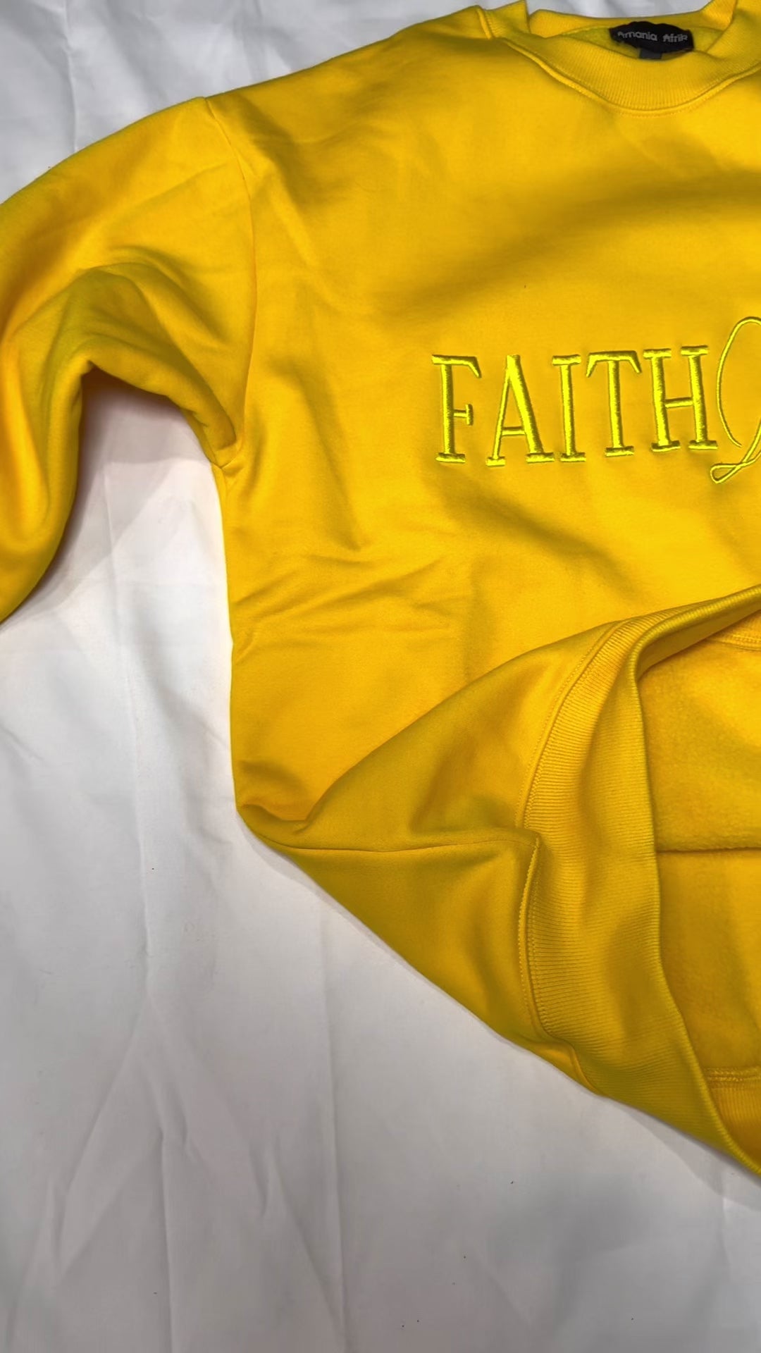 Faith In God Embroidered Unisex Fleece Lined Crewneck Sweatshirt- Yellow