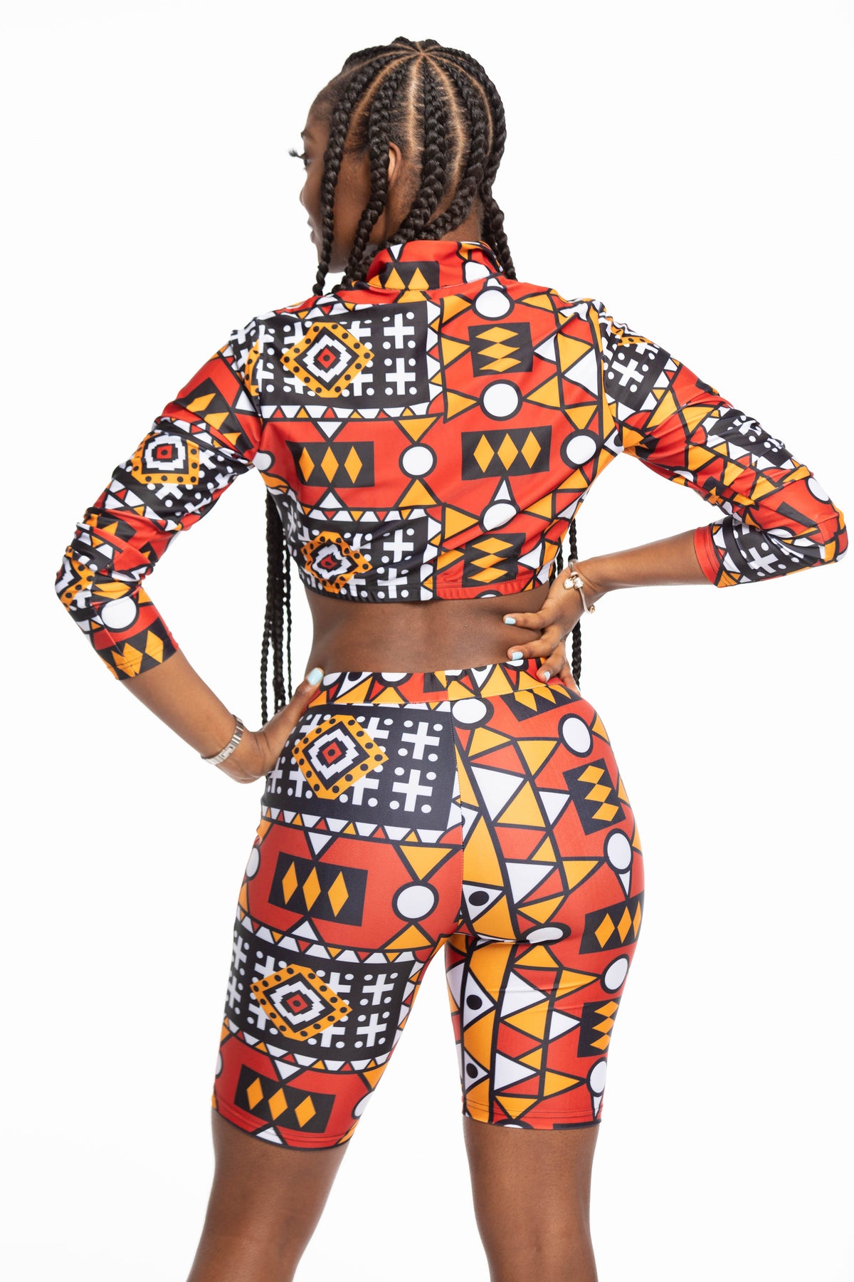 Vianne African Print Stretchy Biker Top and Shorts Set