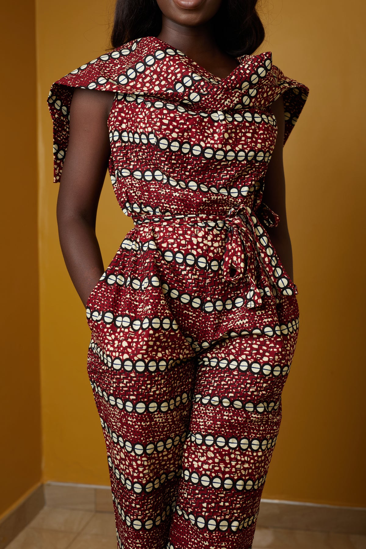 Sunnyi Brown African Print Jumpsuit with pockets