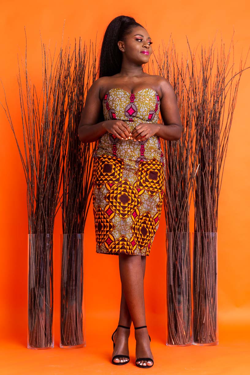 Eno Midi African Print Dress