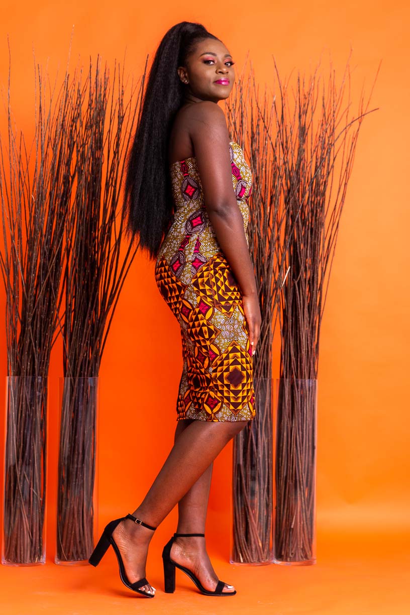 Eno Midi African Print Dress