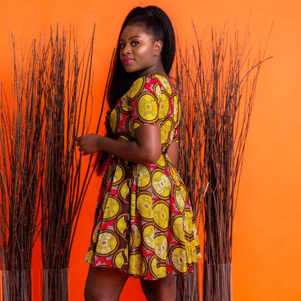 Mena Mini African Print dress with pockets – Amania-Afrik