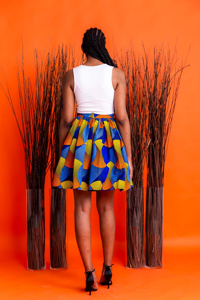Falda midi con estampado africano Akweley