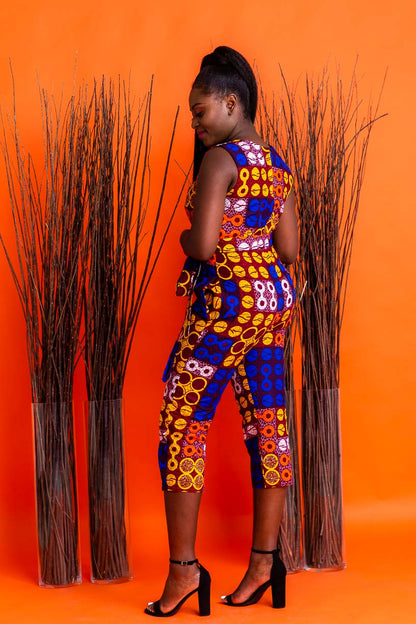 Bella Midi African Print Jumpsuit