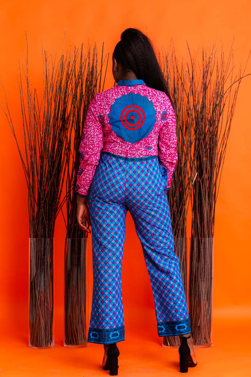 Xoelle Floor Length African Print Jumpsuit with pockets