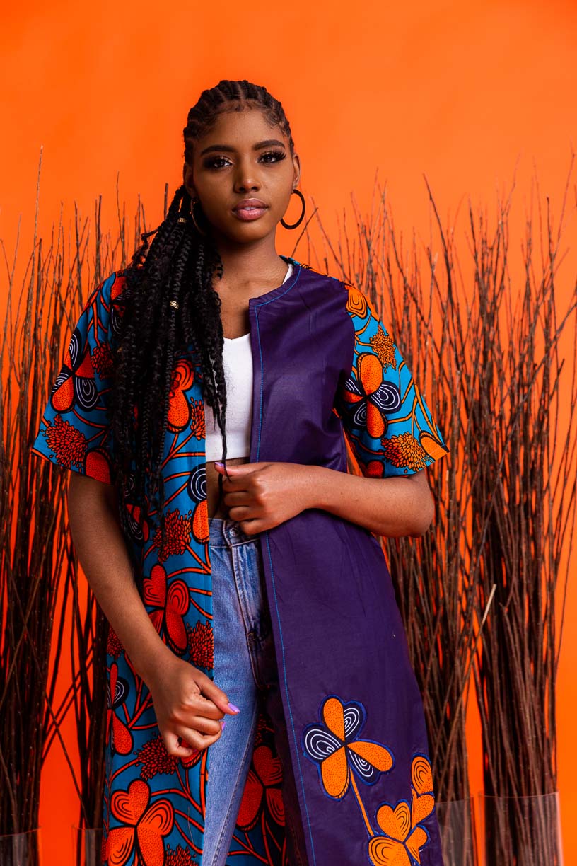 Keya Midlength African Print Overcoat