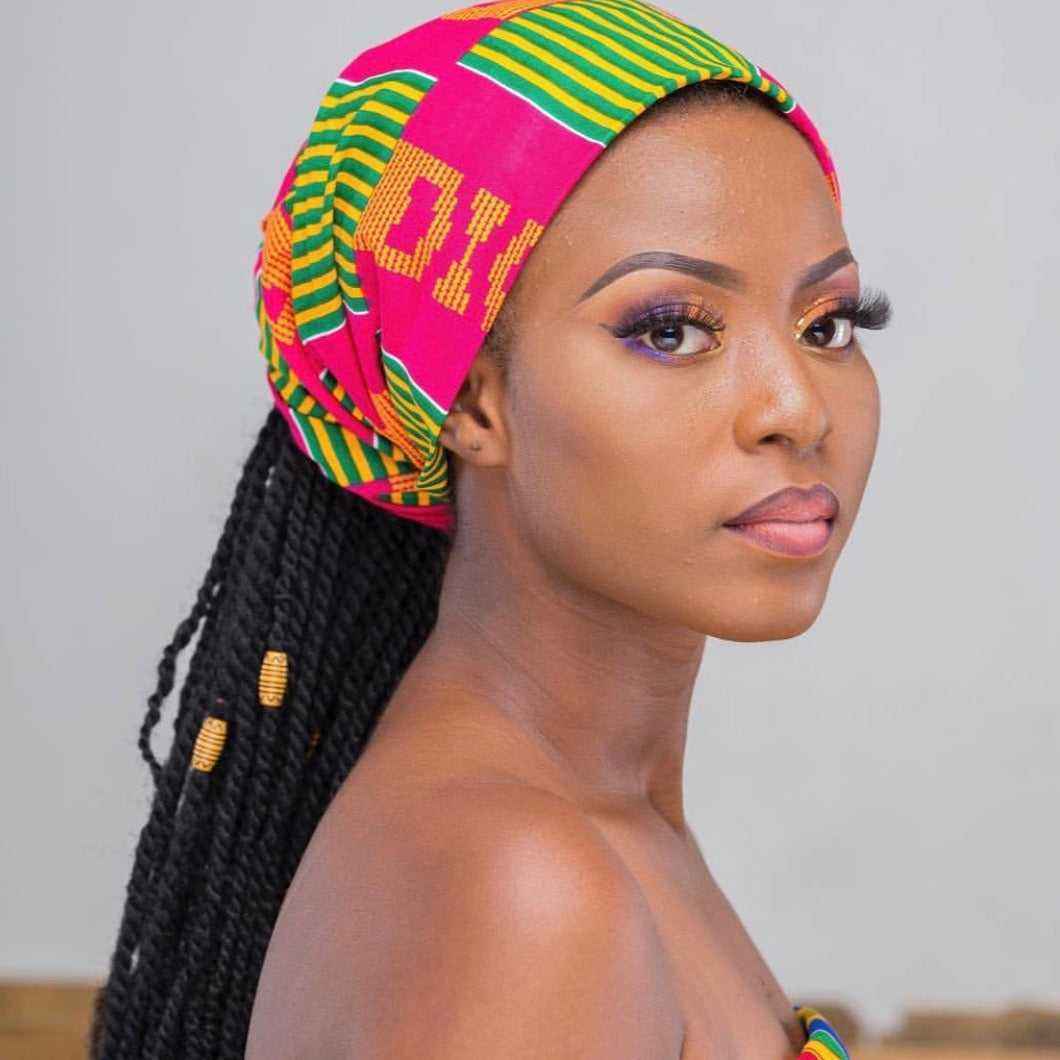 Pink Kente Headwrap