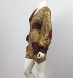 Jayde II Short Length African Print Jumpsuit with pockets and waistbelt