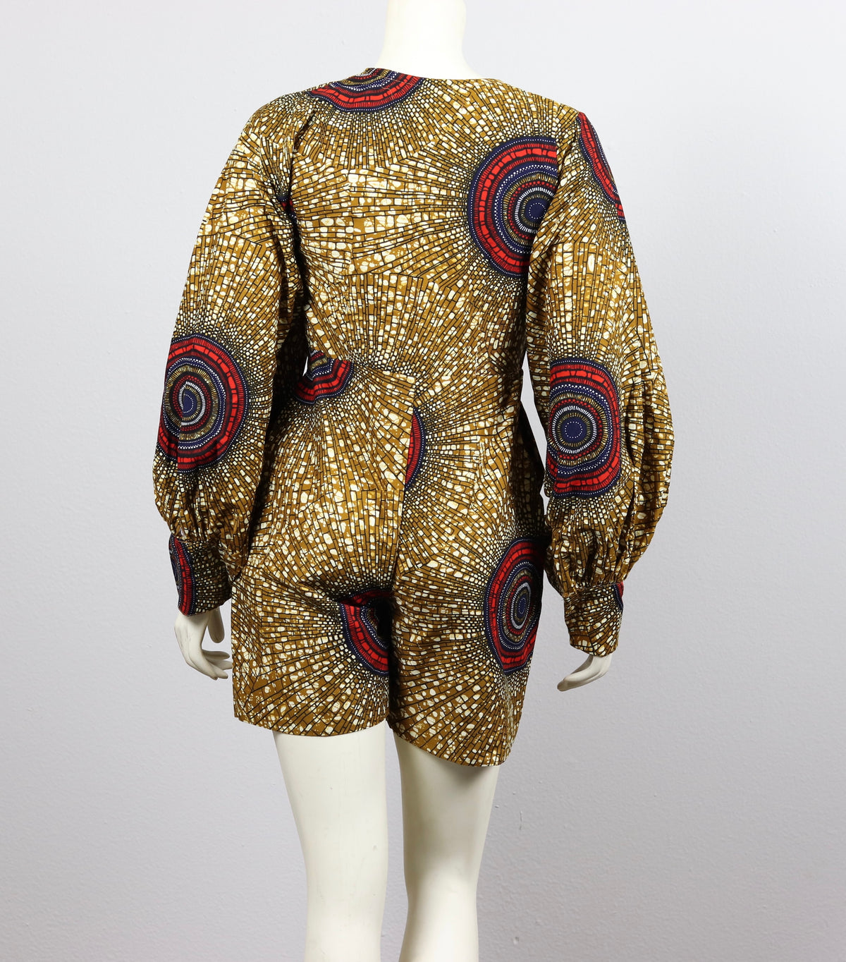 Jayde II Short Length African Print Jumpsuit with pockets and waistbelt
