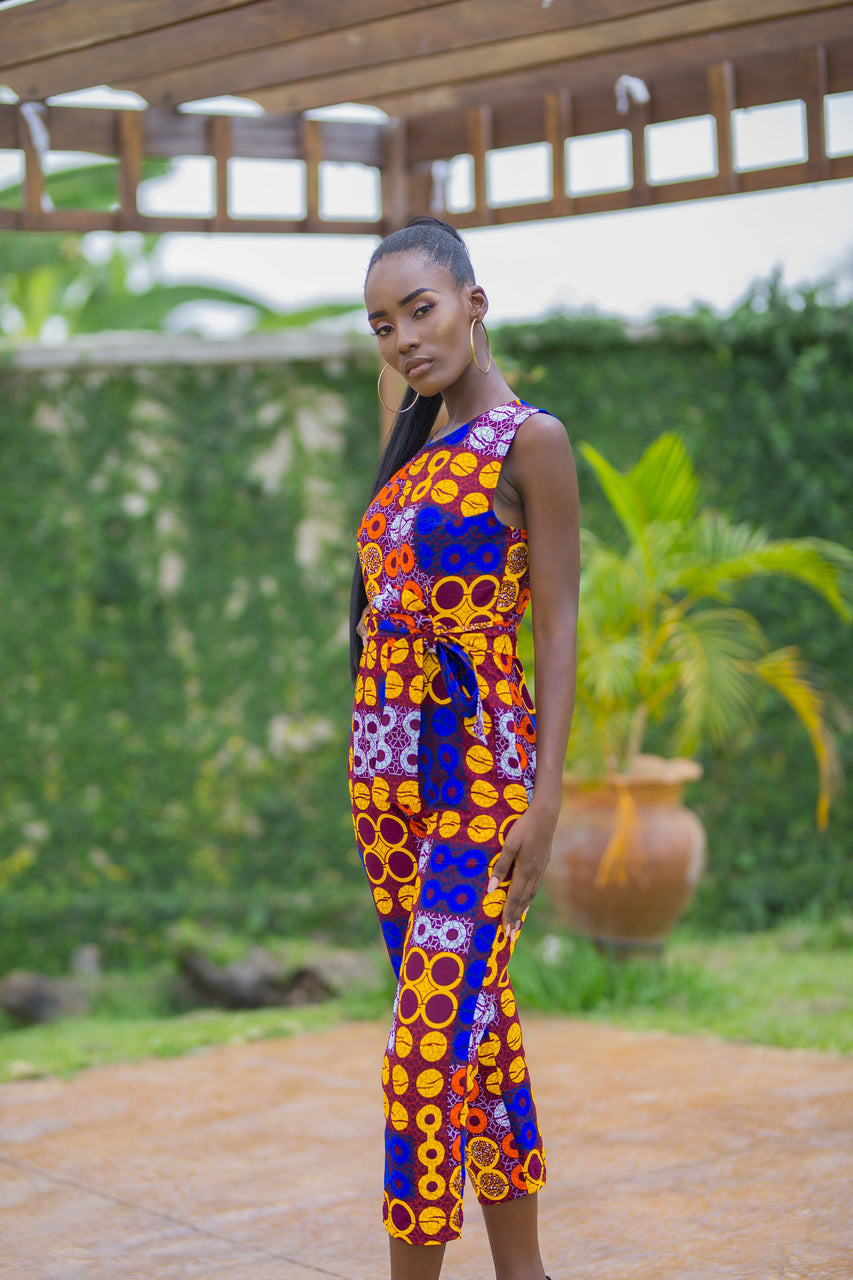 Bella Midi African Print Jumpsuit