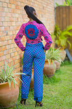 Xoelle Floor Length African Print Jumpsuit with pockets